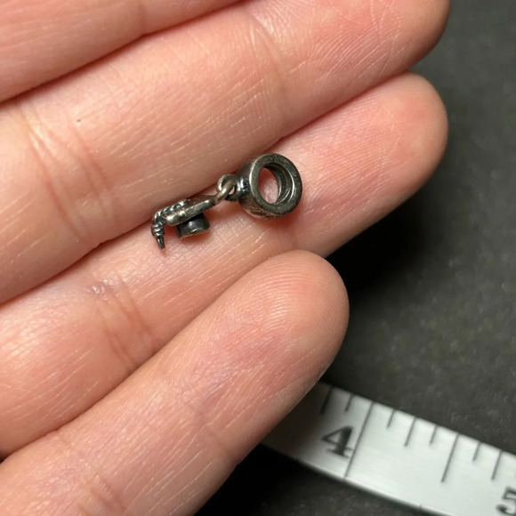 Authentic PANDORA Retired Sterling Silver Charm GRADUATION CAP Dangle Pendant - Picture 3 of 6